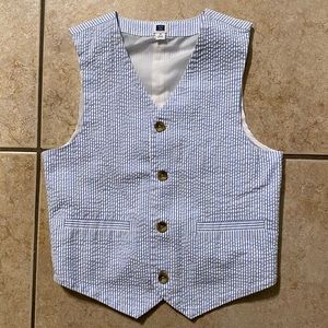 Very dapper boys blue & white seersucker vest